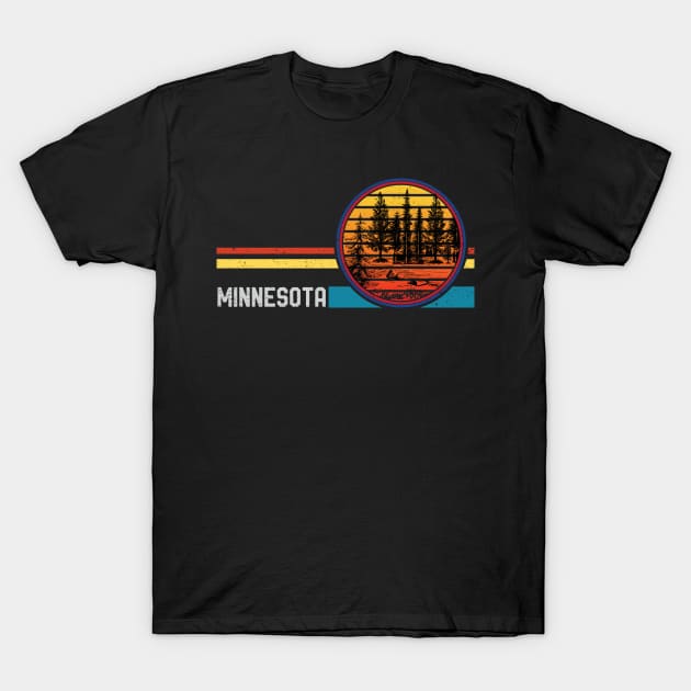 Retro Vintage Minnesota Mn 80s Forest Lake Mountain Sunset T-Shirt by mrsmitful01